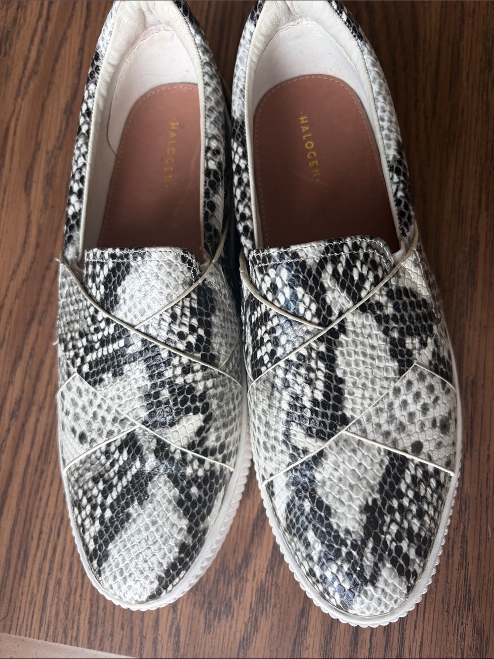 HALOGEN SNAKE PRINT PLATFORM SLIP-ON FASHION SNEAKERS, 8M